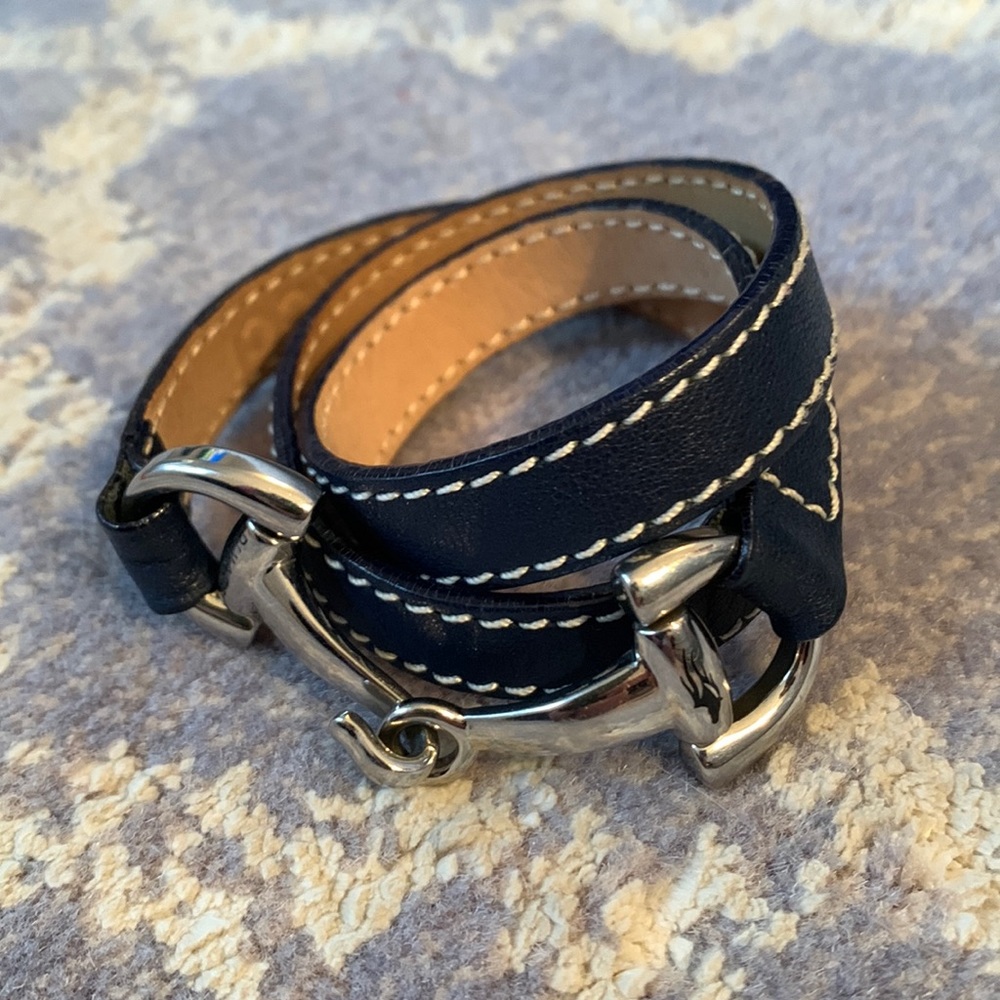 Blue Leather Wrap Bracelet